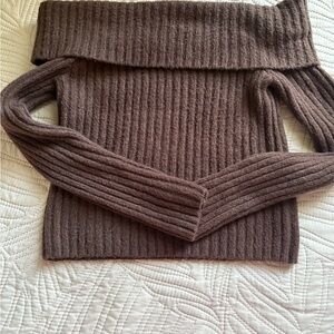Abercrombie & Fitch Chocolate Off-Shoulder Sweater
